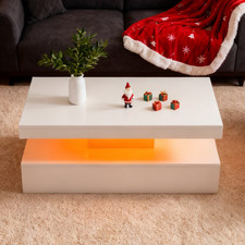 White Coffee Table LED High