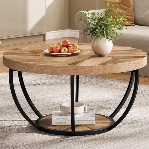 Round coffee table tier - table,, 2-tier